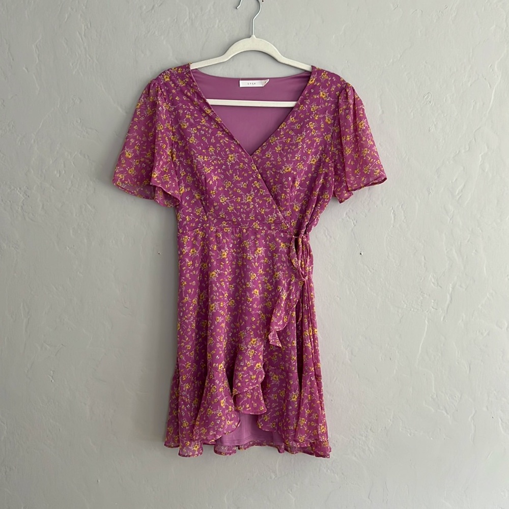 Floral Printed Wrap mini Dress I Size Small
